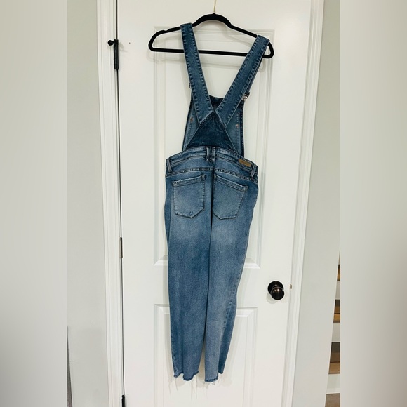Blank NYC Slim Girlfriend Overalls Jeans Stretch Denim Raw Hem Distressed 28 - Picture 5 of 14